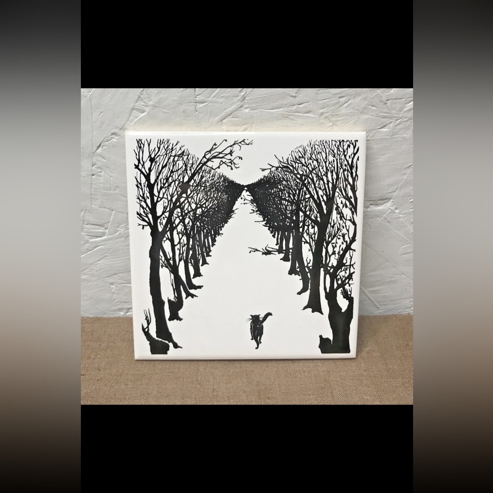 Rudyard Kipling The Cat that Walked by Himself Black & White Ceramic Tile 6"x6"